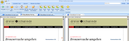 Screenshot IE Tester - Vergleich IE6 und IE7